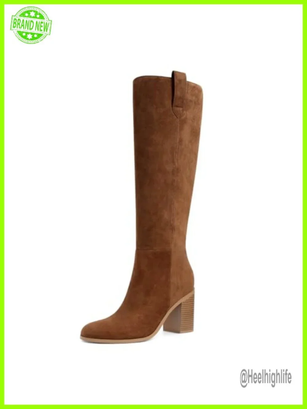 Knee High Slouchy Chunky Block Heel Boots with Zipper